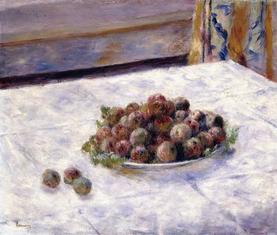 静物、皿の上のプルーン、1884年頃 作： Pierre Auguste Renoir