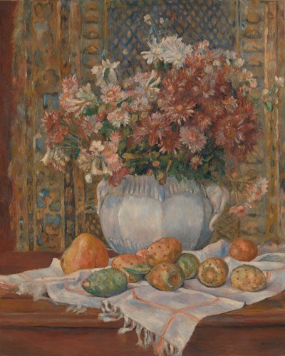 花ととげのある梨のある静物、1885年頃（キャンバスに油彩） 作： Pierre Auguste Renoir