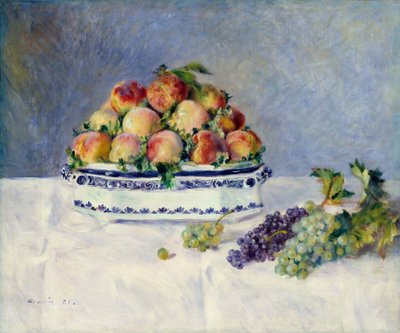 桃とブドウのある静物、1881年。 作： Pierre Auguste Renoir
