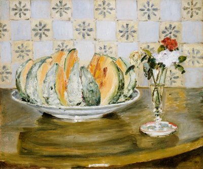 メロンと花瓶の静物、1872年頃 作： Pierre Auguste Renoir