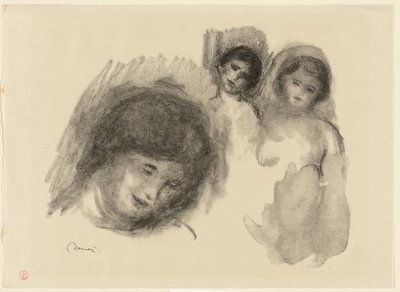 3つのスケッチのある石 作： Pierre Auguste Renoir