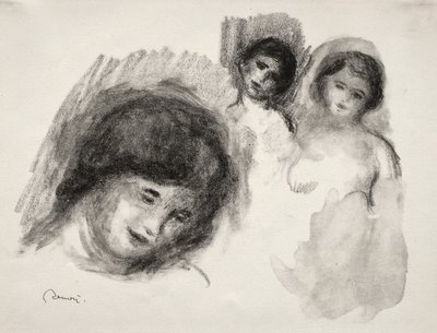 3つのスケッチのある石 作： Pierre Auguste Renoir