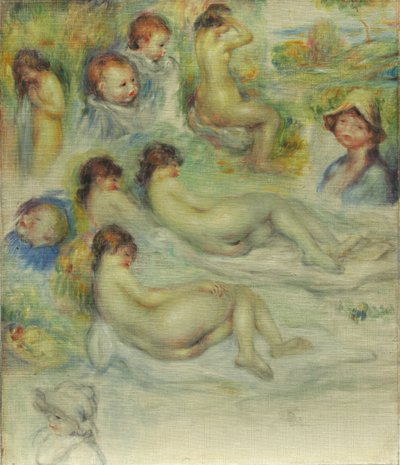 ピエール・ルノワールとその母親、アリーヌ・シャリゴット、ヌード、風景の研究、1885-86 作： Pierre Auguste Renoir