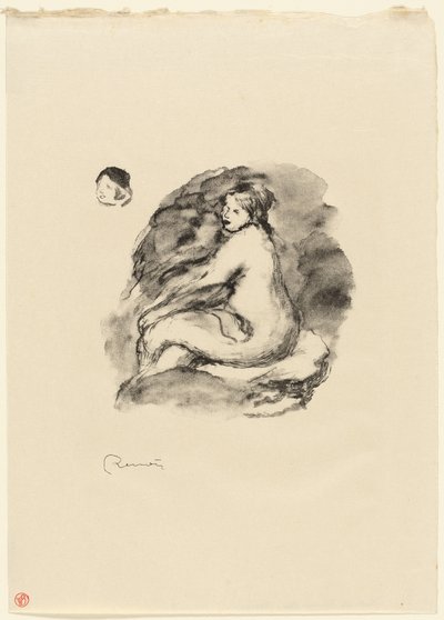 座っている女性のヌード、バリアントの研究 作： Pierre Auguste Renoir