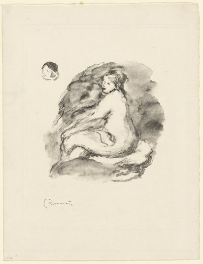 座っている裸の女性の研究、バリアント 作： Pierre Auguste Renoir