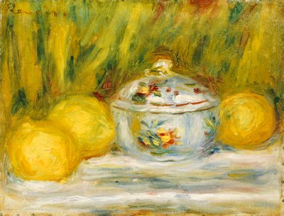 シュガーボウルとレモン、1915 作： Pierre Auguste Renoir