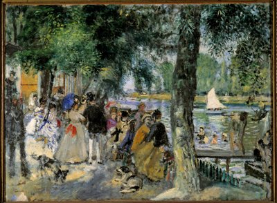 セーヌ川や "La Grenouillere "での水泳。シャトゥー近くのカフェボール。ピエール・オーギュスト・ルノワール（1841-1919）の絵画 1860年 モスクワ、プーシキン美術館 作： Pierre Auguste Renoir