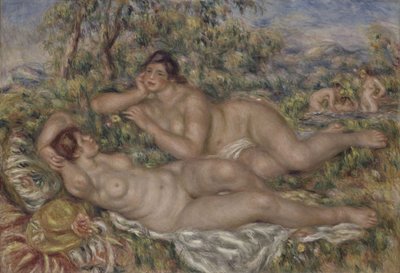 入浴者、c.1918-19（キャンバスに油彩） 作： Pierre Auguste Renoir