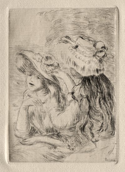 ハットピン (ベルト・モリゾの娘といとこ)、1 皿目 作： Pierre Auguste Renoir