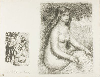 ピン留めされた帽子と入浴者 作： Pierre Auguste Renoir