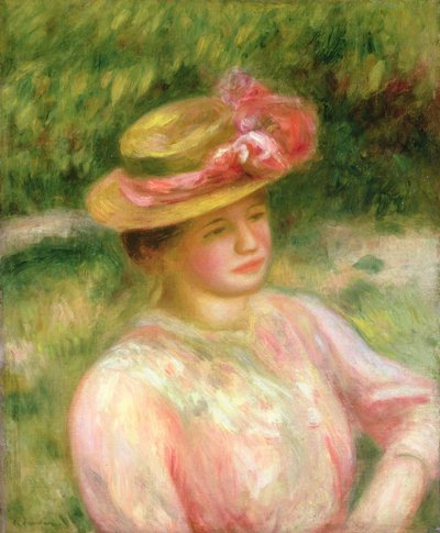 麦わら帽子、1895 作： Pierre Auguste Renoir