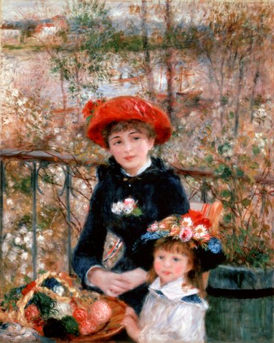 テラスでの2人の姉妹、1881年。 作： Pierre Auguste Renoir