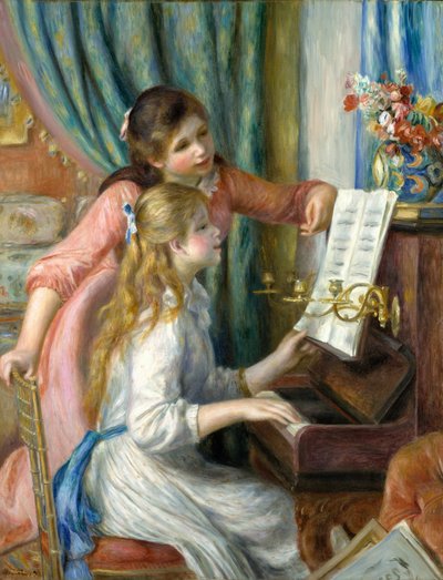 ピアノで二人の若い女の子、1892 作： Pierre Auguste Renoir