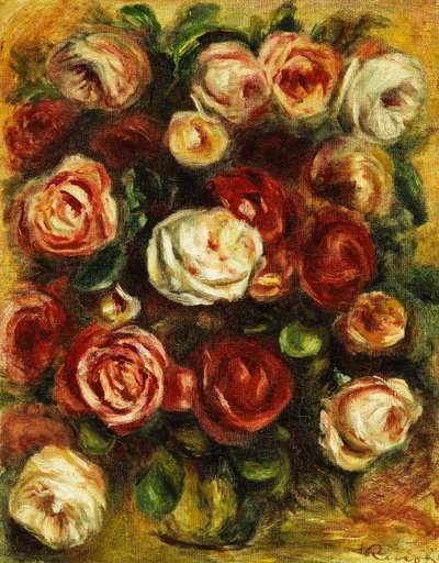 バラの花瓶、 作： Pierre Auguste Renoir
