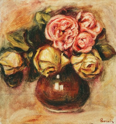バラの花瓶;バラの花瓶、 作： Pierre Auguste Renoir