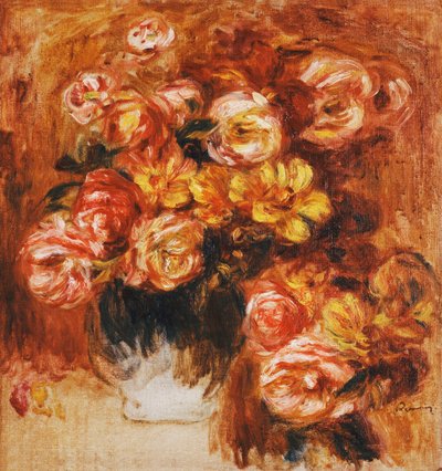 バラの花瓶;バラの花瓶、 作： Pierre Auguste Renoir