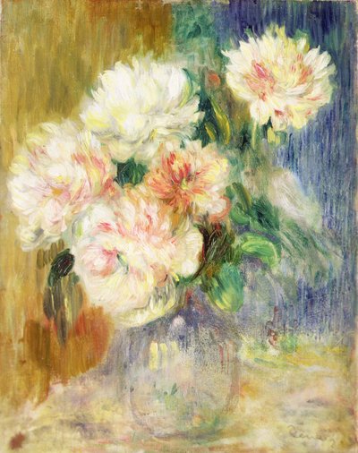 牡丹の花瓶（キャンバスに油彩） 作： Pierre Auguste Renoir