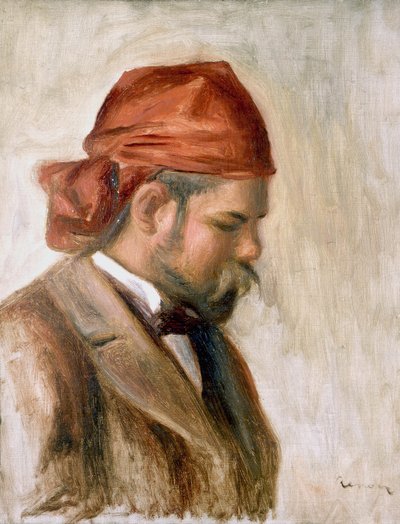 赤いスカーフを巻いたヴォラール 作： Pierre-Auguste Renoir