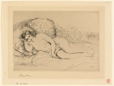 左に横たわる女性 作： Pierre Auguste Renoir
