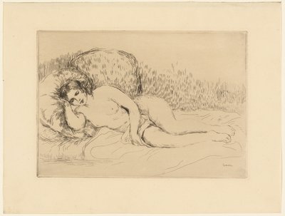 左に横たわる女性 作： Pierre Auguste Renoir