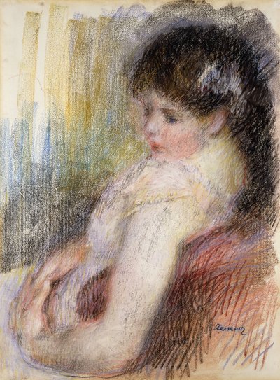 座っている女性;着席女性、1879 作： Pierre Auguste Renoir