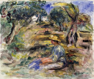 青い服を着た女性。ブルーシッティングの女性、 作： Pierre Auguste Renoir