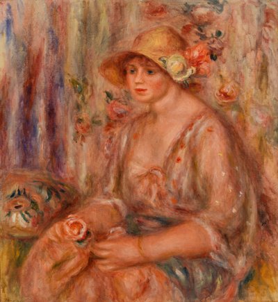モスリンのドレスを着た女性 作： Pierre Auguste Renoir