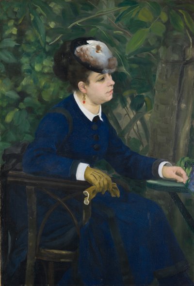 庭の女 カモメの帽子をかぶった女、1868年。 作： Pierre Auguste Renoir