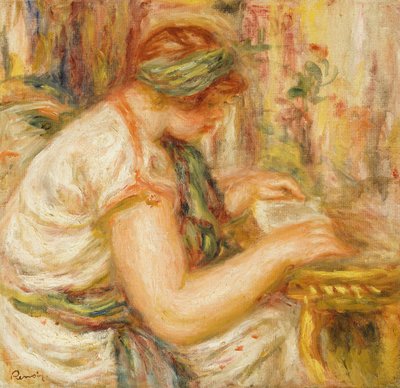 アラブのブラウスを読んでいる女性 作： Pierre Auguste Renoir