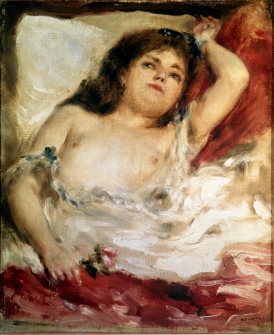 ストレッチする女性：薔薇絵画：ピエール・オーギュスト・ルノワール（Pierre-Auguste 作： Pierre Auguste Renoir