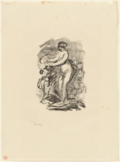 グレープバインを持つ女性、第 1 変形 作： Pierre Auguste Renoir