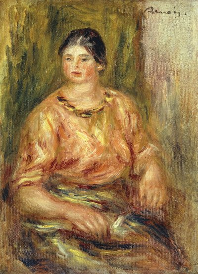 ローズコサージュの女性;ファムオーコサージュローズ 作： Pierre Auguste Renoir