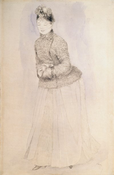 マフを持つ女性、c1883-c1884。 作： Pierre Auguste Renoir