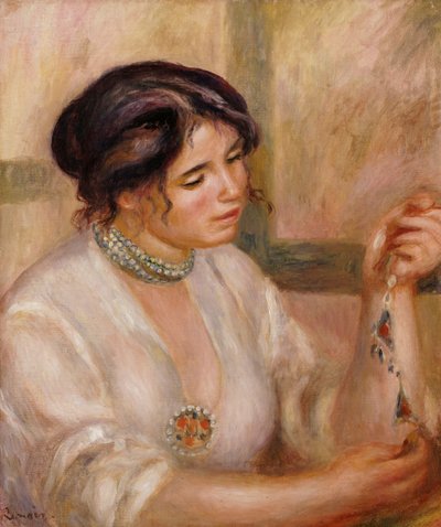 ネックレスを持つ女性 作： Pierre Auguste Renoir