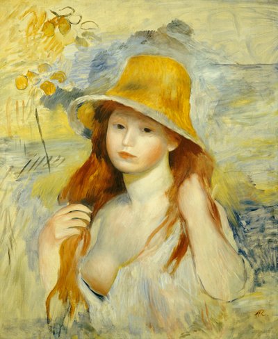 麦わら帽子の少女、1884 作： Pierre Auguste Renoir