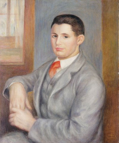 赤いネクタイを持つ若者、1890 作： Pierre Auguste Renoir