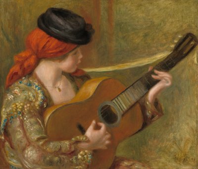 ギターを持った若いスペイン人女性、1898年。 作： Pierre Auguste Renoir