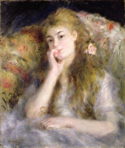 着席した若い女性、1876-77年頃 作： Pierre Auguste Renoir