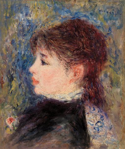 バラを持つ若い女性 作： Pierre Auguste Renoir