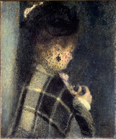 小さなヴェールを被った若い女性」1870年頃（油彩・キャンバス 作： Pierre Auguste Renoir