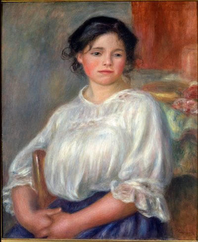 座っている若い女性 作： Pierre Auguste Renoir