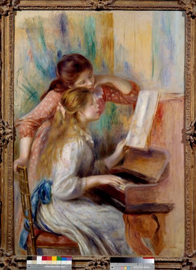 ピアノを弾く若い娘たち ピエール・オーギュスト・ルノワール（1841-1919）による準備学習 1892年 日。1,16x0,81 m Paris, musee de l
