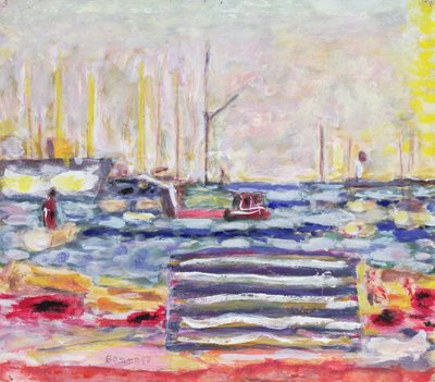 ノルマンディーの港、1930年頃（ガッシュとトイレ紙） 作： Pierre Bonnard