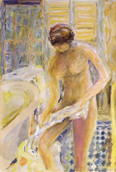 1933年頃の「風呂上がり」（ガッシュ 作： Pierre Bonnard
