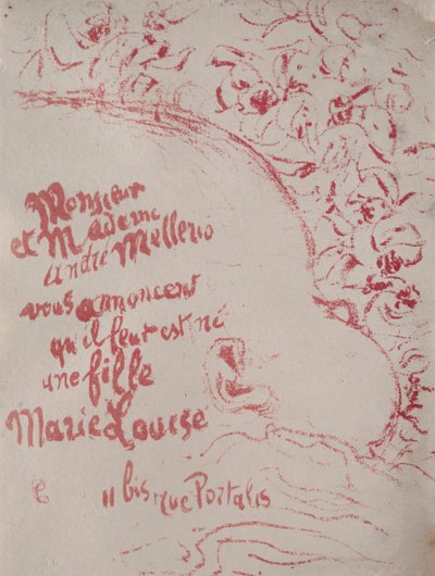 1898年の誕生のお知らせ。 作： Pierre Bonnard