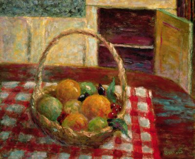 テーブルの上のフルーツバスケット 作： Pierre Bonnard