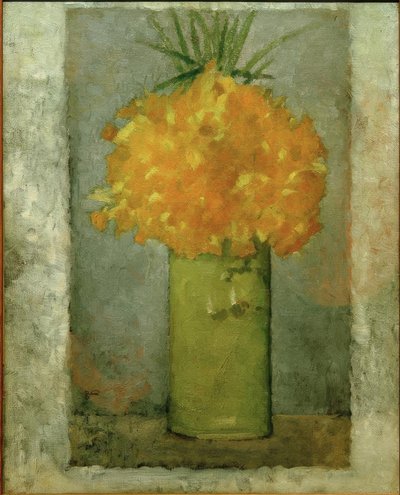 水仙の花束（グリーンポットの水仙） 作： Pierre Bonnard