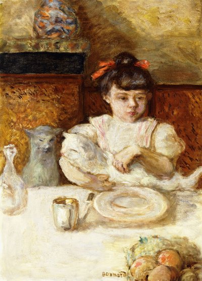子供と猫; Enfant et Chats、c.1906（キャンバスに油彩） 作： Pierre Bonnard