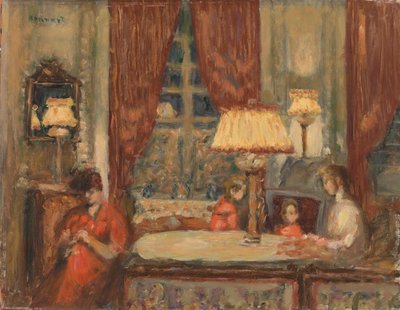 ランプの下での夜 作： Pierre Bonnard