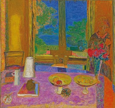 庭につながる広いダイニングルーム（Grande salleàmanger sur le jardin）。 1934-35 作： Pierre Bonnard